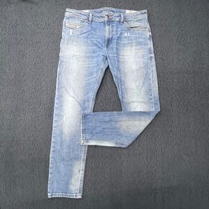 Diesel Thommer-C Slim Skinny Jeans Mens 34x30 Light Wash Distressed Blue Denim